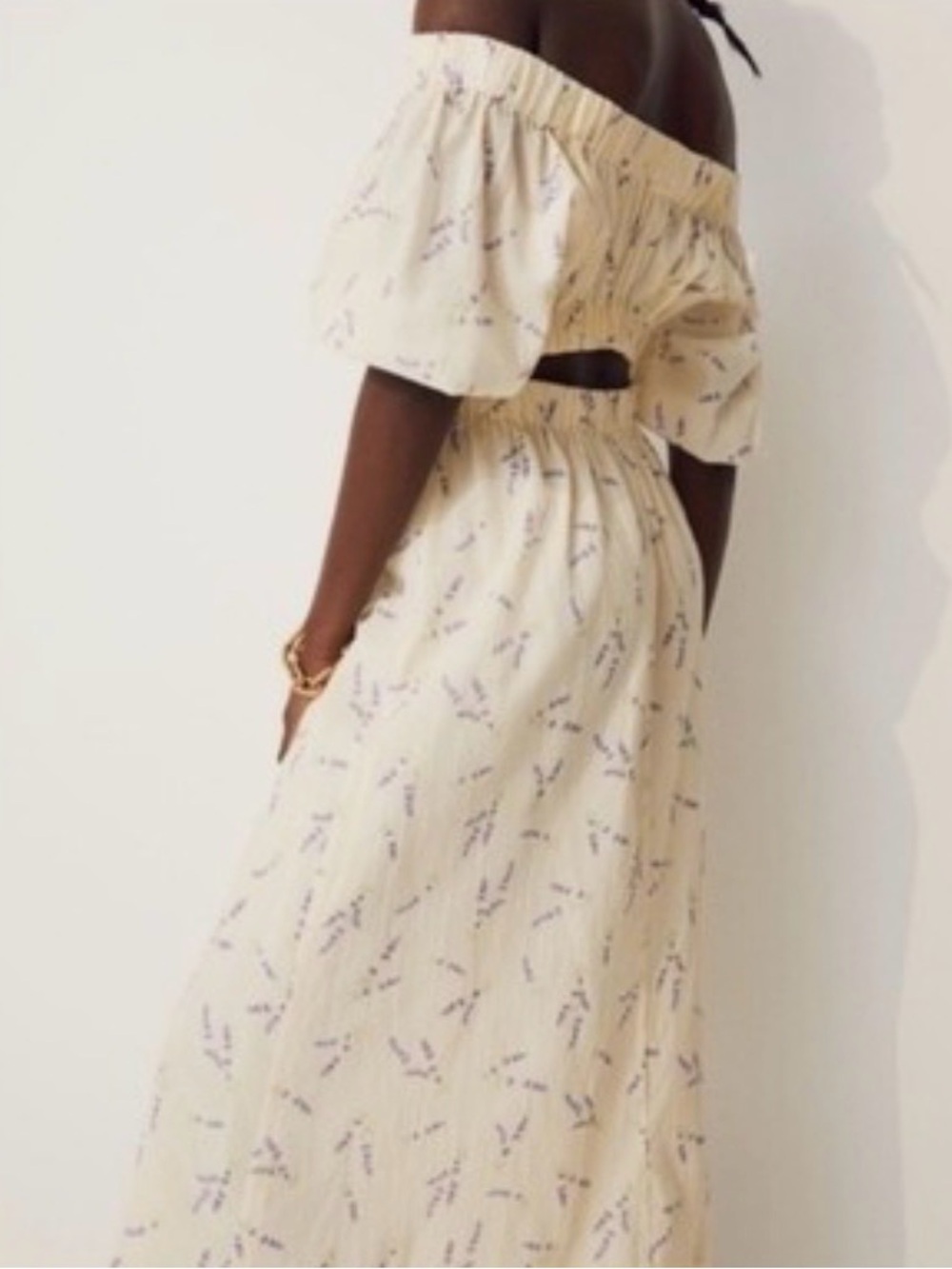 H&M limited edition butter Yellow Floral Off-Shoulder Maxi Dress